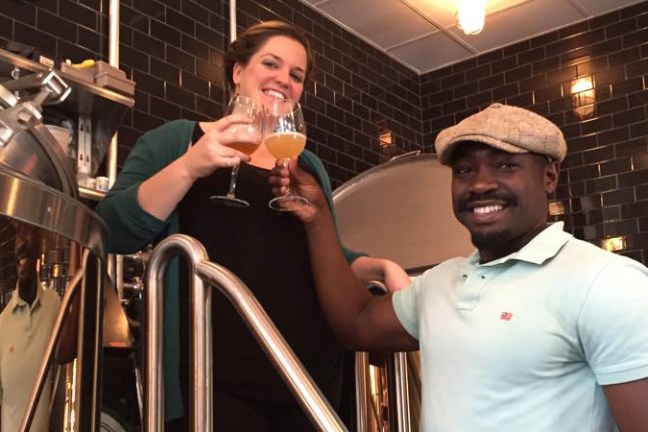 Toasting at a New York brewery