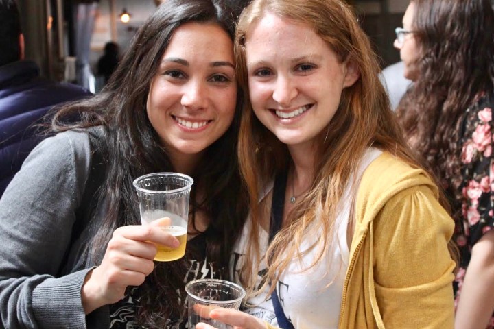 Two participants of a New York brewery tour